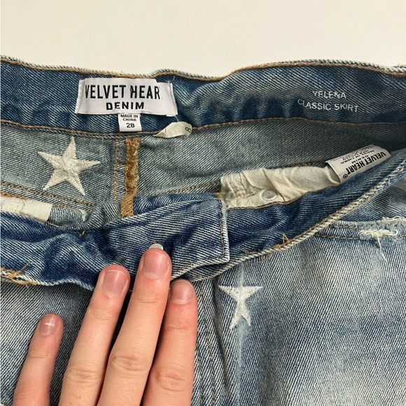 VELVET HEART star embroidered denim midi skirt - Picture 3 of 5